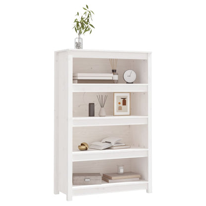 Libreria Bianca 80x35x126 cm in Legno Massello di Pino - homemem39