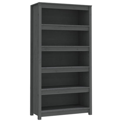 Libreria Grigia 80x35x154 cm in Legno Massello di Pino - homemem39