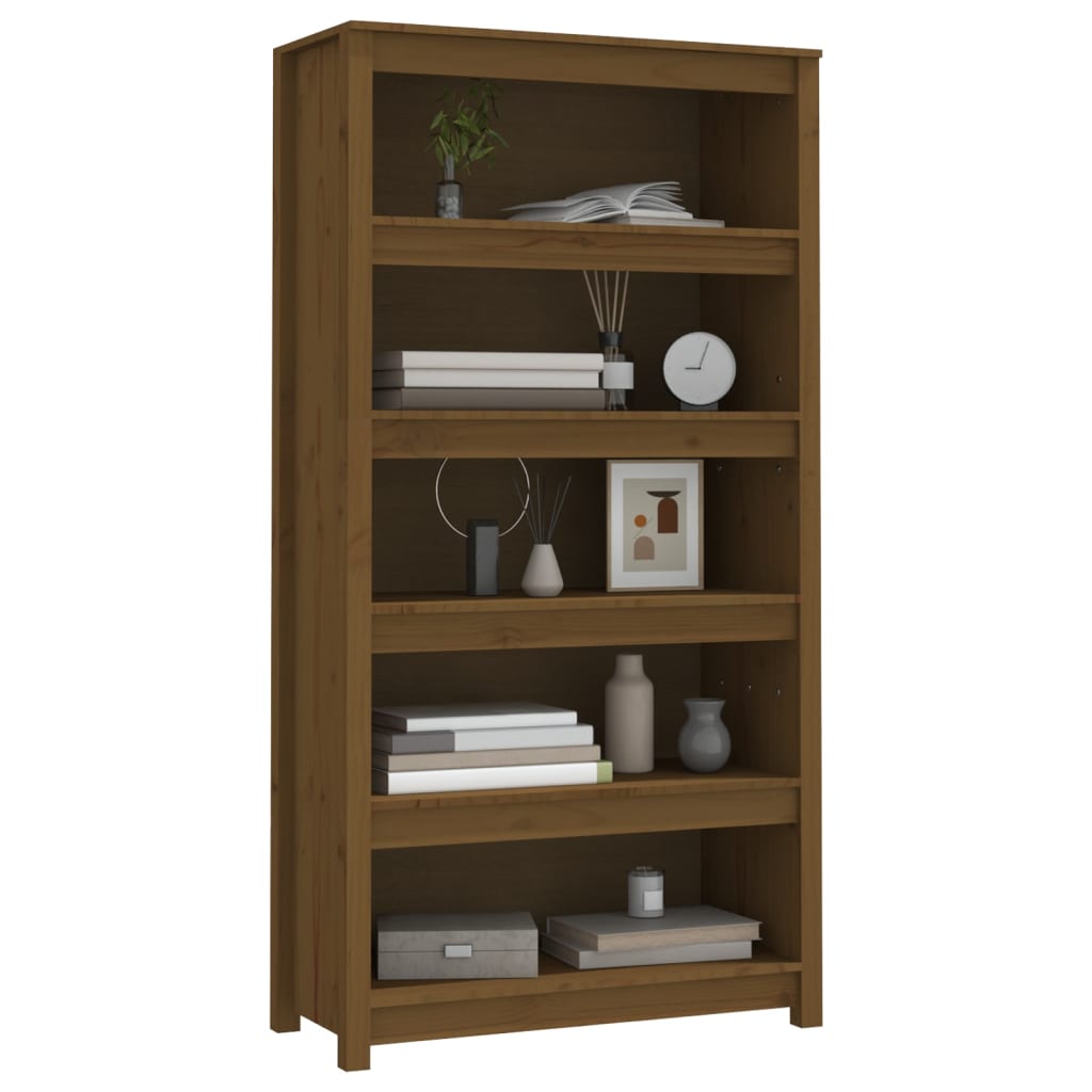 Libreria Marrone Miele 80x35x154 cm in Legno Massello di Pino - homemem39