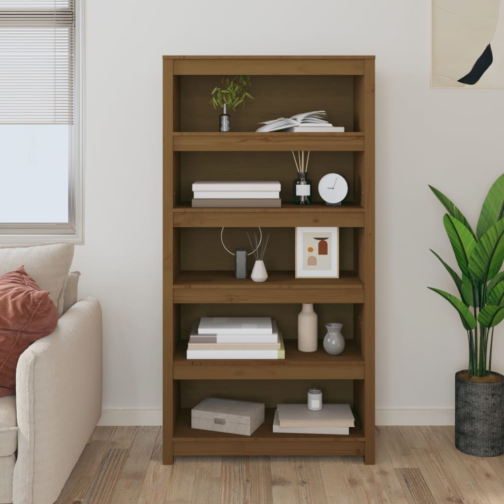 Libreria Marrone Miele 80x35x154 cm in Legno Massello di Pino - homemem39