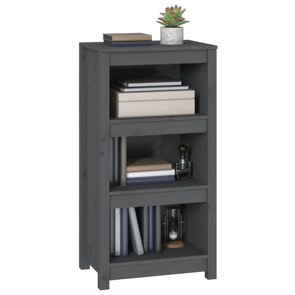 Libreria Grigia 50x35x97 cm in Legno Massello di Pino - homemem39