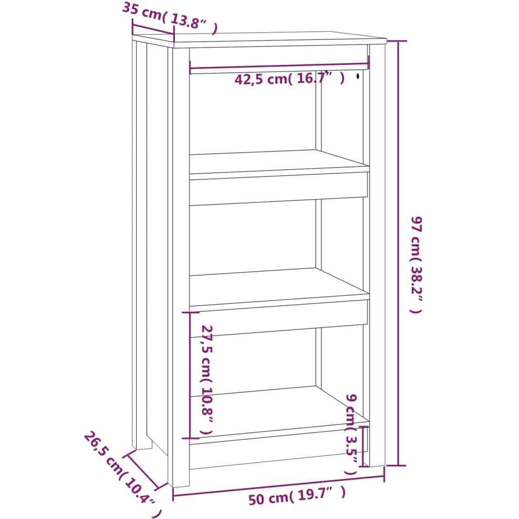 Libreria Grigia 50x35x97 cm in Legno Massello di Pino - homemem39