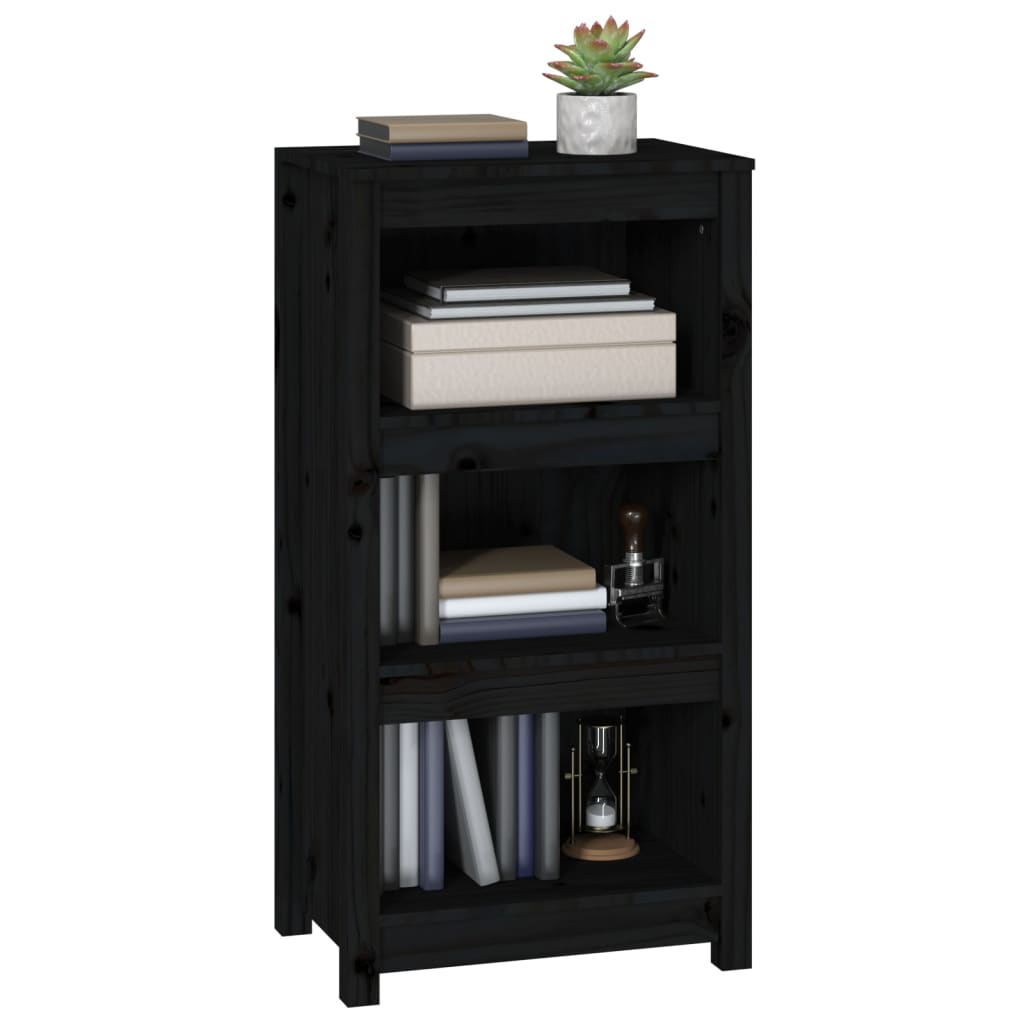 Libreria Nera 50x35x97 cm in Legno Massello di Pino - homemem39