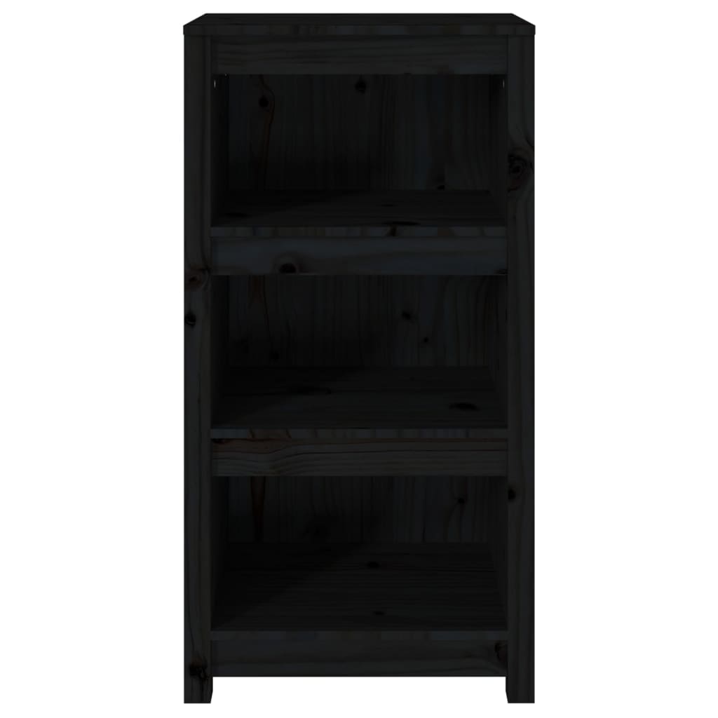 Libreria Nera 50x35x97 cm in Legno Massello di Pino - homemem39