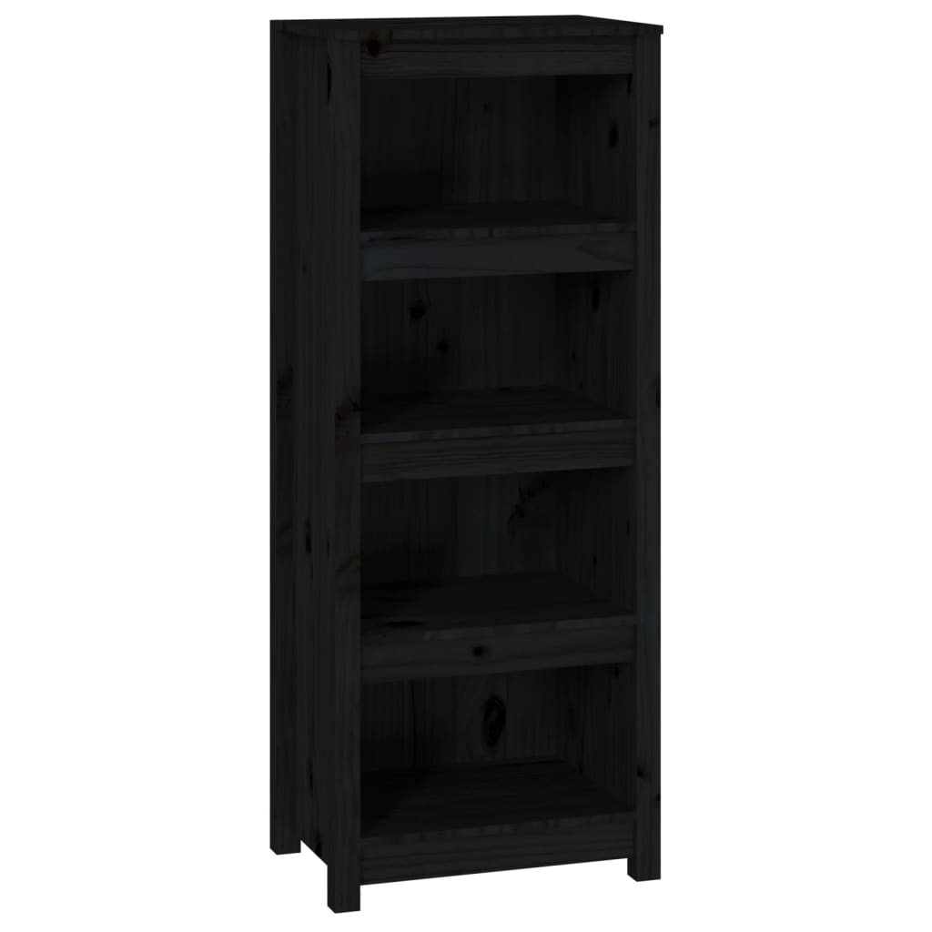 Libreria Nera 50x35x125,5 cm in Legno Massello di Pino - homemem39