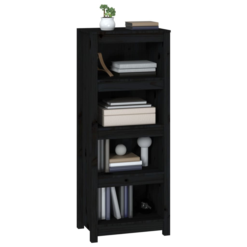 Libreria Nera 50x35x125,5 cm in Legno Massello di Pino - homemem39