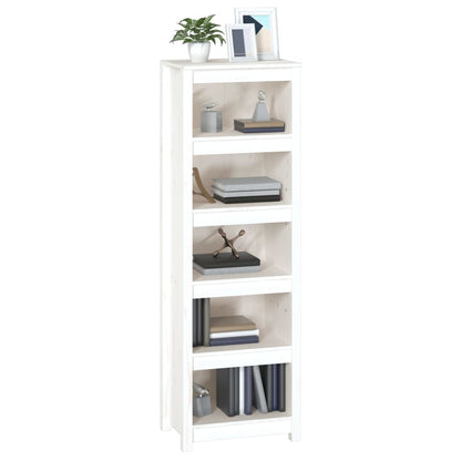 Libreria Bianca 50x35x154 cm in Legno Massello di Pino - homemem39