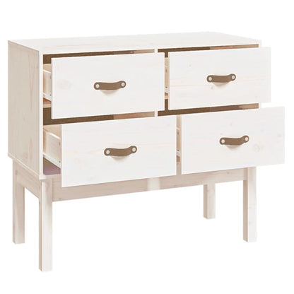 Mobile Consolle Bianco 90x40x78 cm in Legno Massello di Pino - homemem39