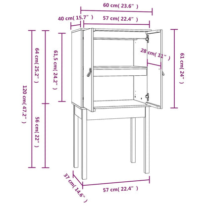 Credenza Bianca 60x40x120 cm in Legno Massello di Pino - homemem39