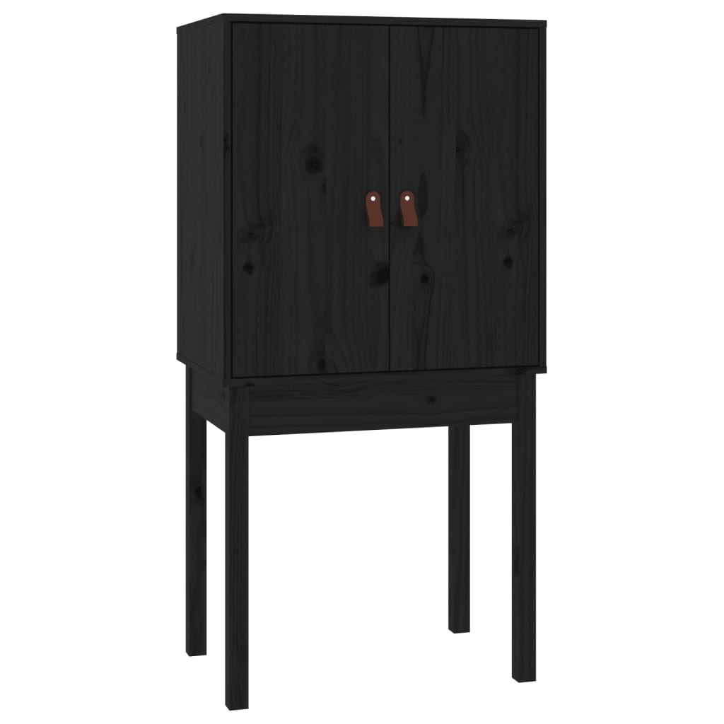 Credenza Nera 60x40x120 cm in Legno Massello di Pino - homemem39