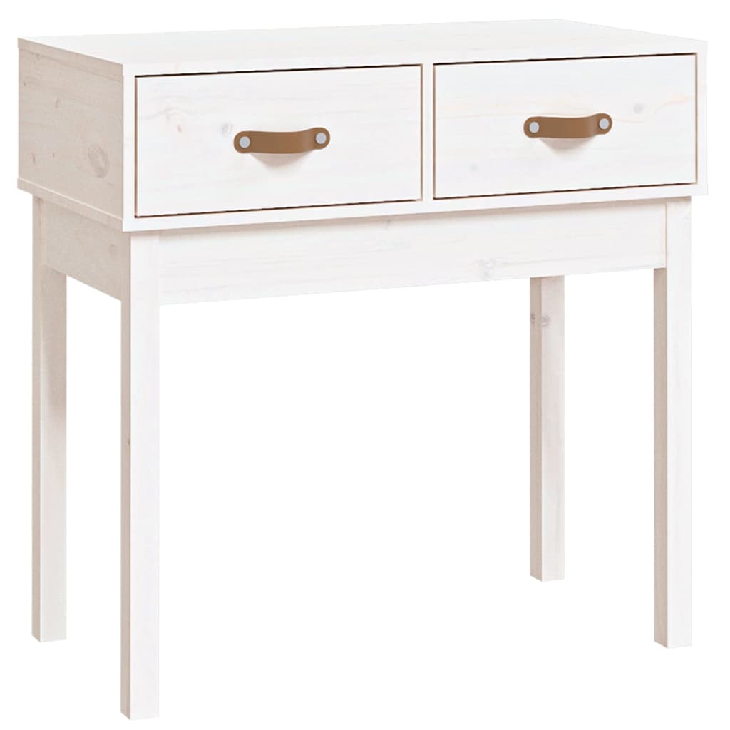 Tavolo Consolle Bianco 76,5x40x75 cm in Legno Massello di Pino - homemem39