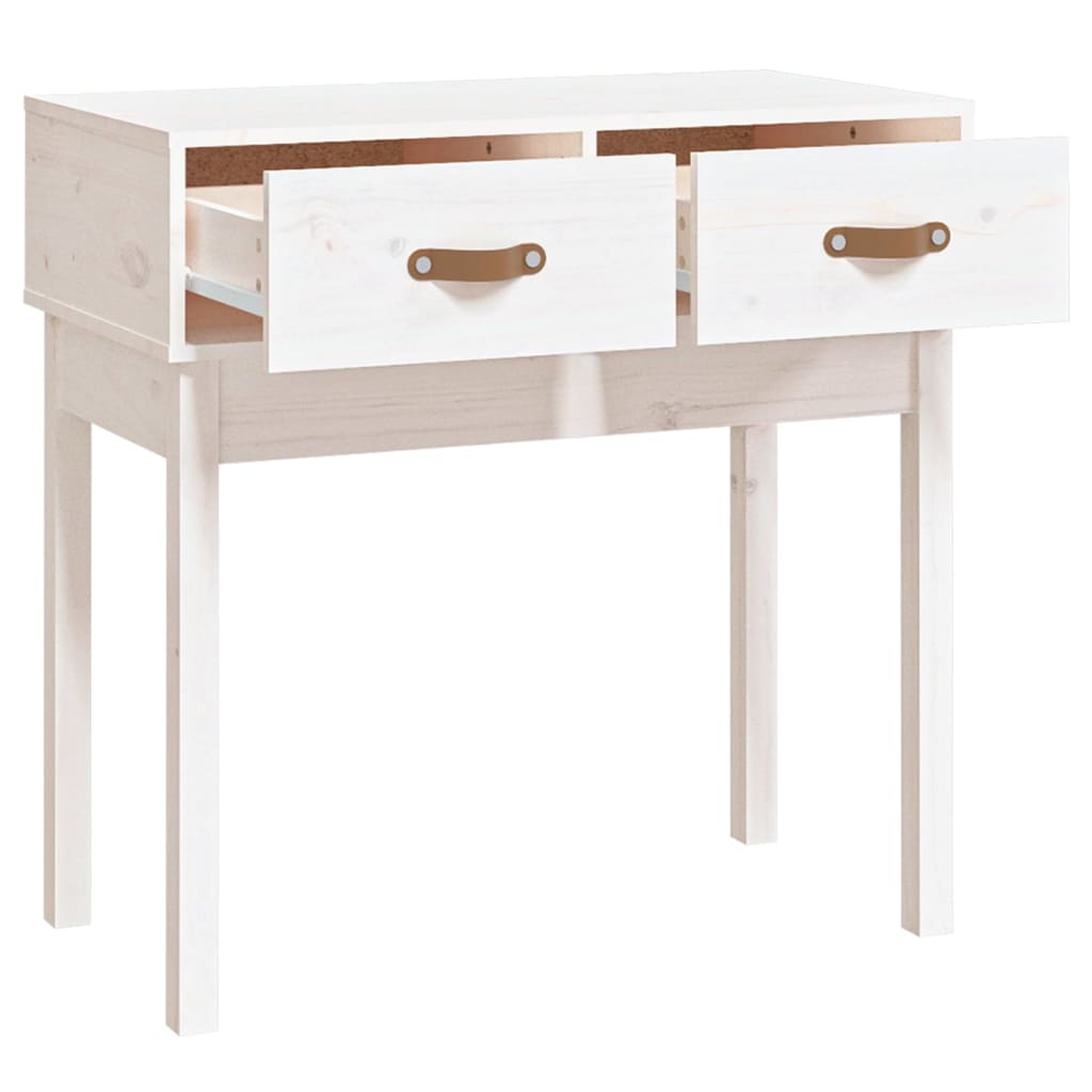 Tavolo Consolle Bianco 76,5x40x75 cm in Legno Massello di Pino - homemem39