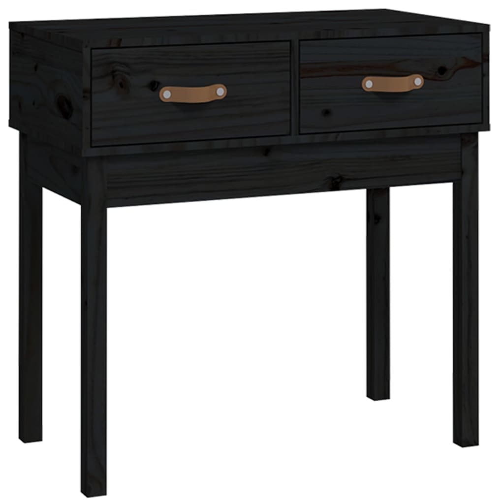 Tavolo Consolle Nero 76,5x40x75 cm in Legno Massello di Pino - homemem39