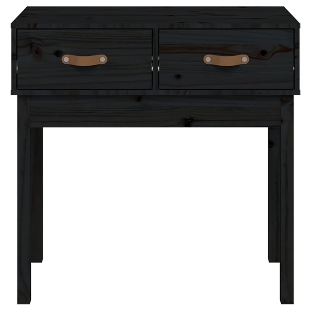 Tavolo Consolle Nero 76,5x40x75 cm in Legno Massello di Pino - homemem39