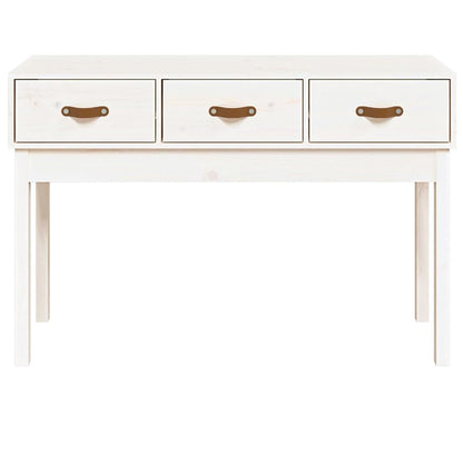 Tavolo Consolle Bianco 114x40x75 cm in Legno Massello di Pino - homemem39