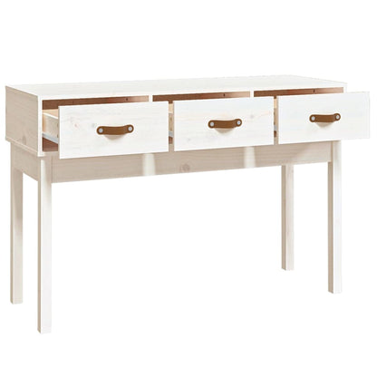 Tavolo Consolle Bianco 114x40x75 cm in Legno Massello di Pino - homemem39