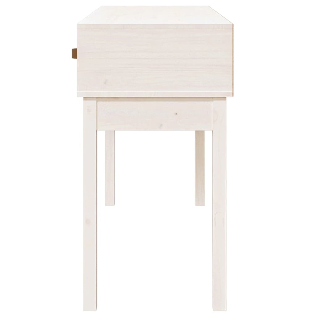 Tavolo Consolle Bianco 114x40x75 cm in Legno Massello di Pino - homemem39