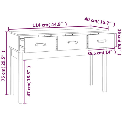 Tavolo Consolle Bianco 114x40x75 cm in Legno Massello di Pino - homemem39