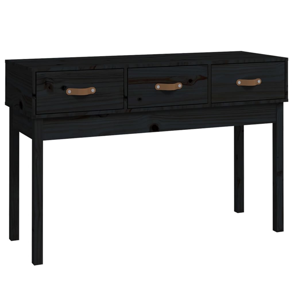 Tavolo Consolle Nero 114x40x75 cm in Legno Massello di Pino - homemem39