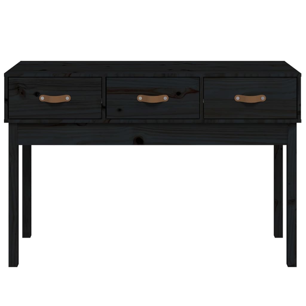 Tavolo Consolle Nero 114x40x75 cm in Legno Massello di Pino - homemem39