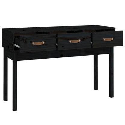 Tavolo Consolle Nero 114x40x75 cm in Legno Massello di Pino - homemem39