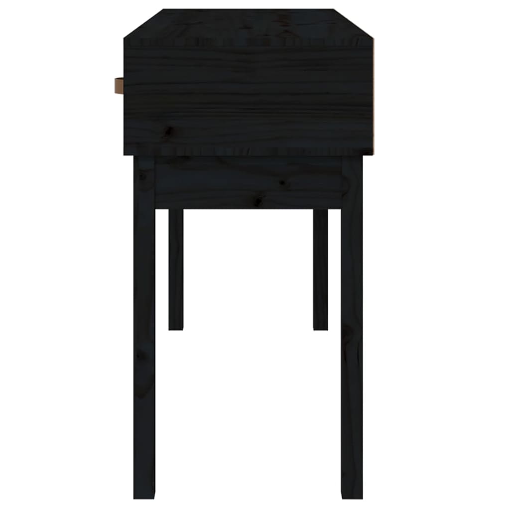 Tavolo Consolle Nero 114x40x75 cm in Legno Massello di Pino - homemem39