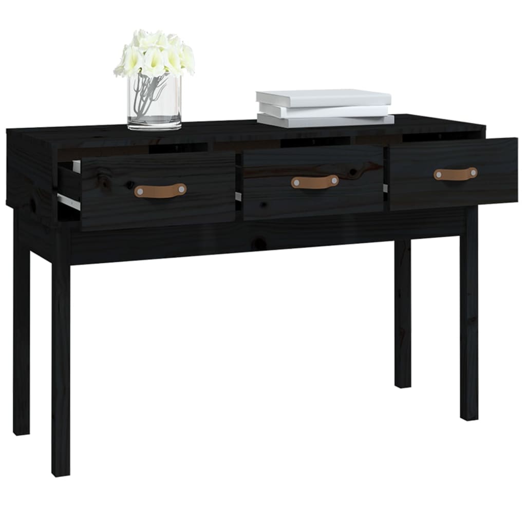 Tavolo Consolle Nero 114x40x75 cm in Legno Massello di Pino - homemem39