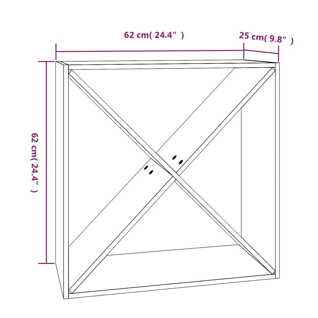 Portabottiglie Nero 62x25x62 cm in Legno Massello di Pino - homemem39