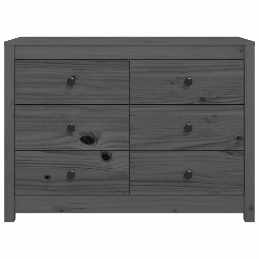 Armadietto Miele Grigio 100x40x72 cm in Legno Massello di Pino - homemem39