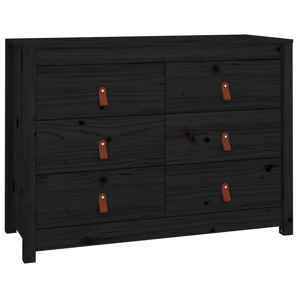 Armadietto Miele Nero 100x40x72 cm in Legno Massello di Pino - homemem39