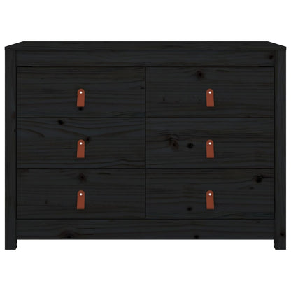 Armadietto Miele Nero 100x40x72 cm in Legno Massello di Pino - homemem39