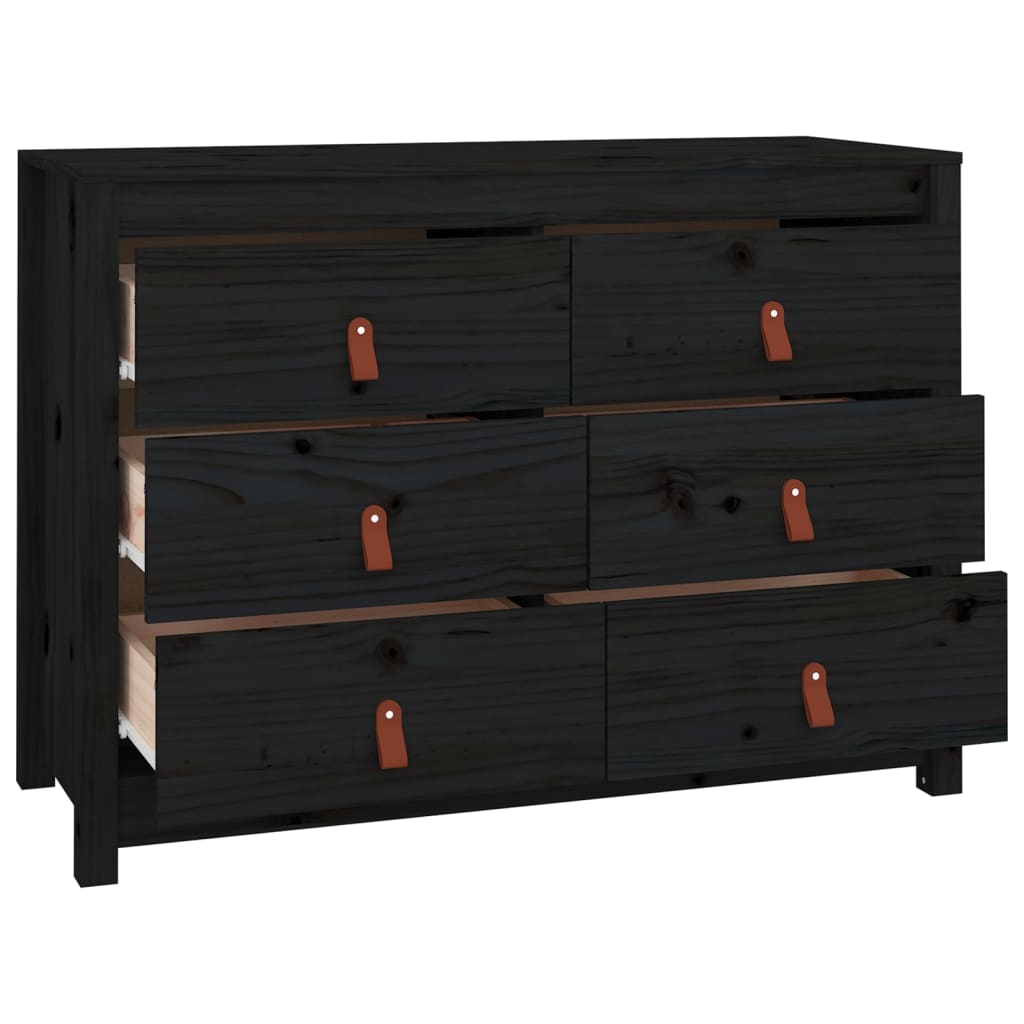 Armadietto Miele Nero 100x40x72 cm in Legno Massello di Pino - homemem39