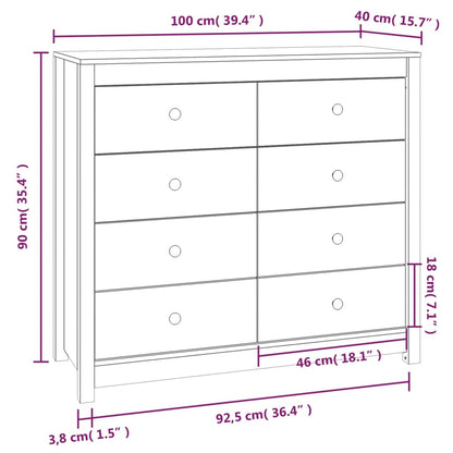 Armadietto Miele 100x40x90 cm in Legno Massello di Pino - homemem39