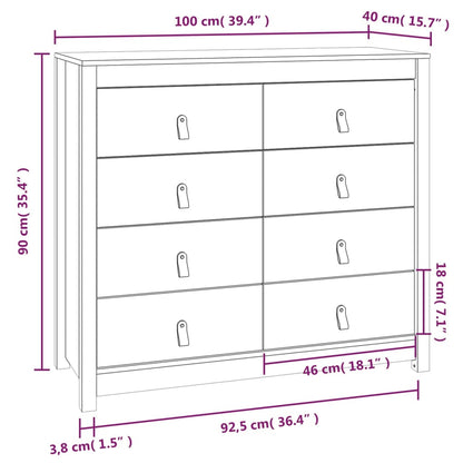 Armadietto Miele nero 100x40x90 cm in Legno Massello di Pino - homemem39