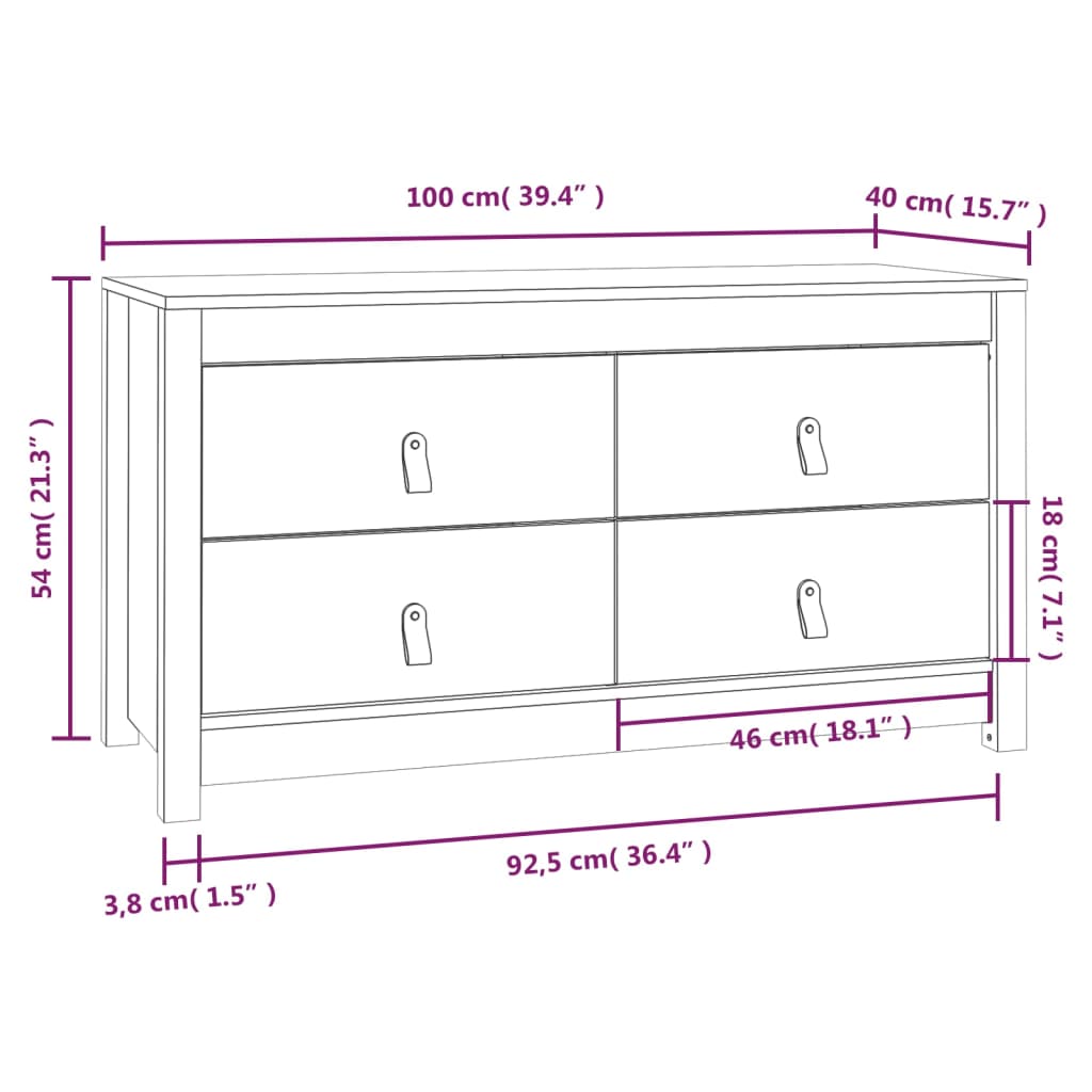 Armadietto Grigio 100x40x54 cm in Legno Massello di Pino - homemem39