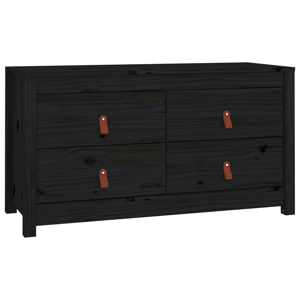 Armadietto Miele nero 100x40x54 cm in Legno Massello di Pino - homemem39