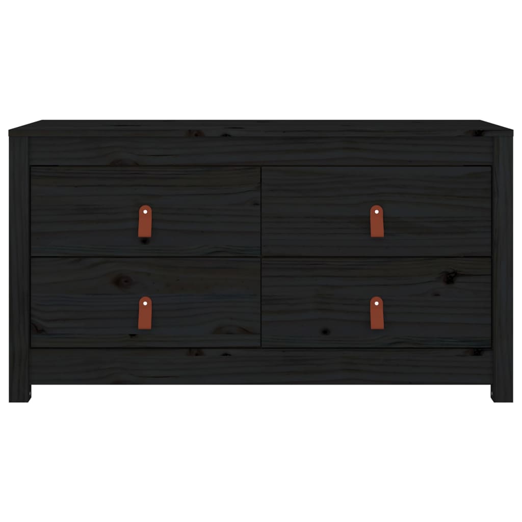 Armadietto Miele nero 100x40x54 cm in Legno Massello di Pino - homemem39