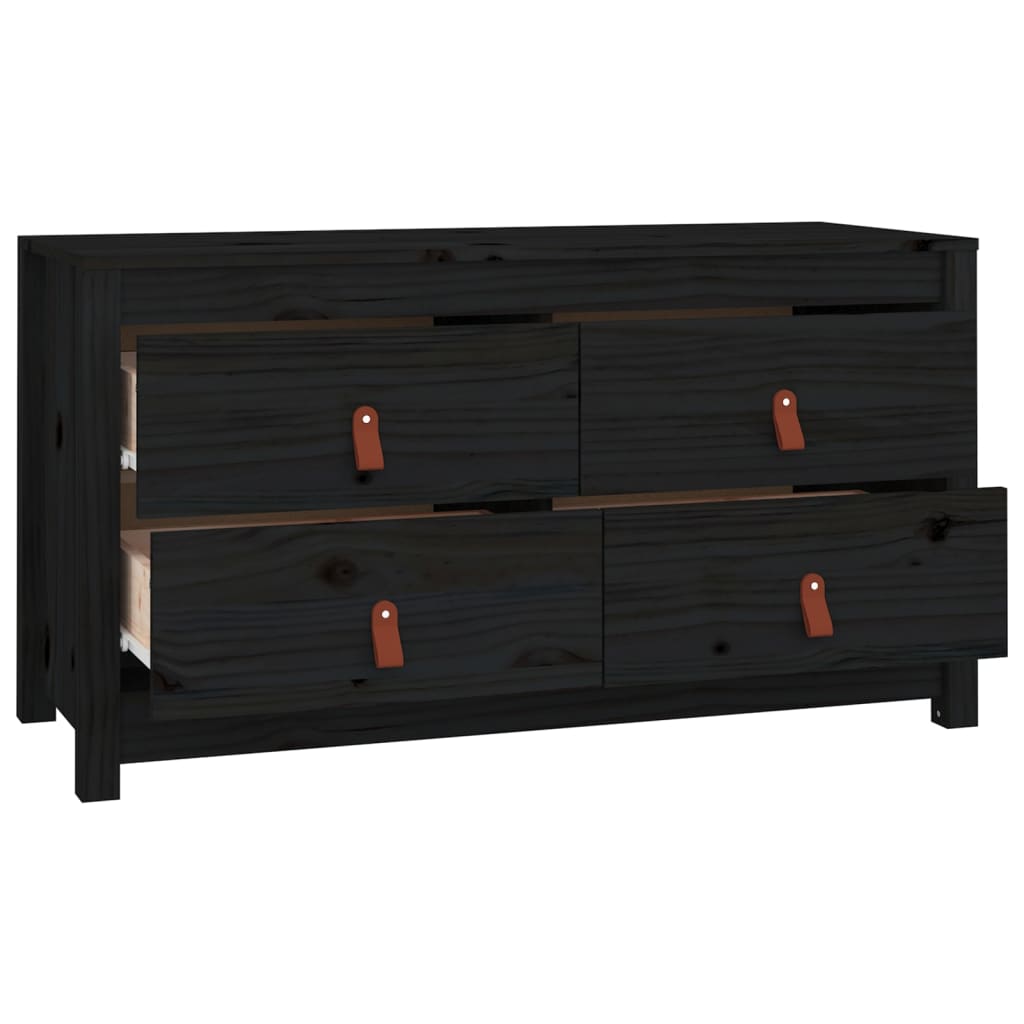 Armadietto Miele nero 100x40x54 cm in Legno Massello di Pino - homemem39