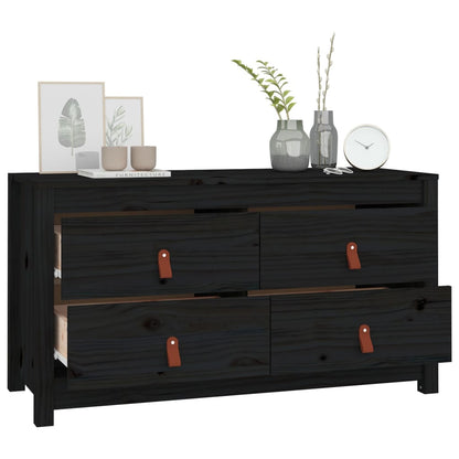 Armadietto Miele nero 100x40x54 cm in Legno Massello di Pino - homemem39