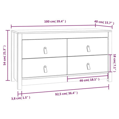 Armadietto Miele nero 100x40x54 cm in Legno Massello di Pino - homemem39