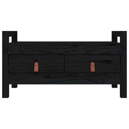 Panca da Ingresso Nero 80x40x43 cm in Legno Massello di Pino - homemem39