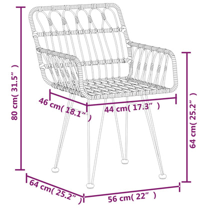 Sedie da Giardino 2pz con Braccioli 56x64x80 cm Rattan PE - homemem39