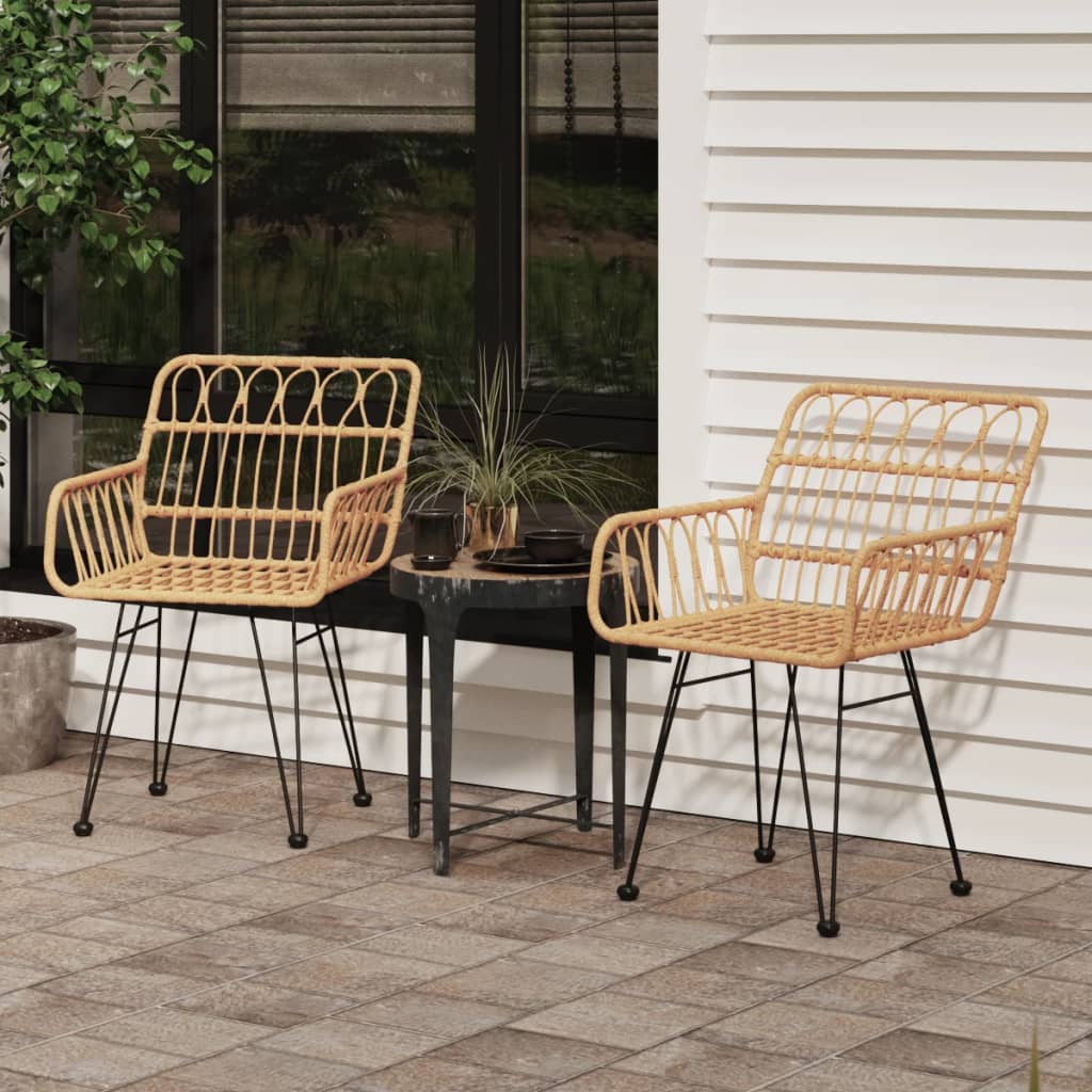 Sedie da Giardino 2pz con Braccioli 56x64x80 cm Rattan PE - homemem39