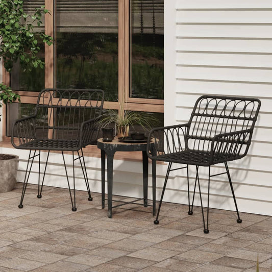 Sedie da Giardino 2pz con Braccioli Nero 56x64x80 cm Rattan PE - homemem39