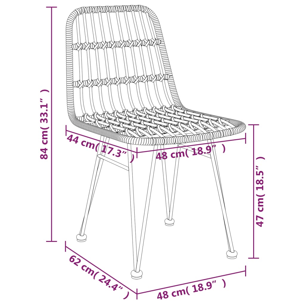 Sedie da Giardino 2pz 48x62x84 cm Rattan PE - homemem39