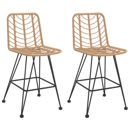 Sgabelli da Bar 2 pz 45x56x103,5 cm Rattan PE e Acciaio - homemem39