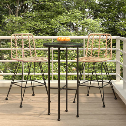 Sgabelli da Bar 2 pz 45x56x103,5 cm Rattan PE e Acciaio - homemem39