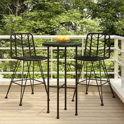 Sgabelli da Bar 2 pz Neri 45x56x103,5 cm Rattan PE e Acciaio - homemem39