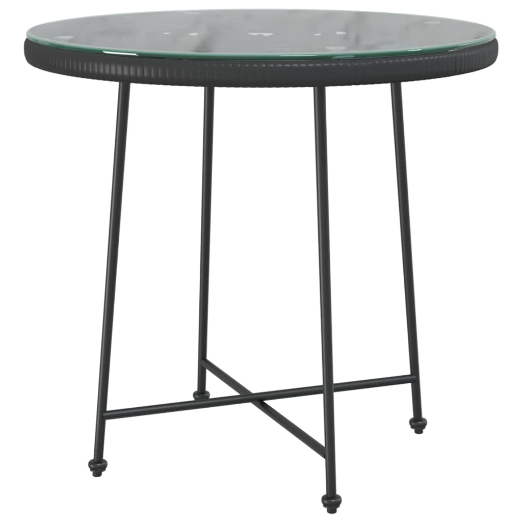 Tavolo da Pranzo Nero Ø80 cm Vetro Temperato e Acciaio - homemem39