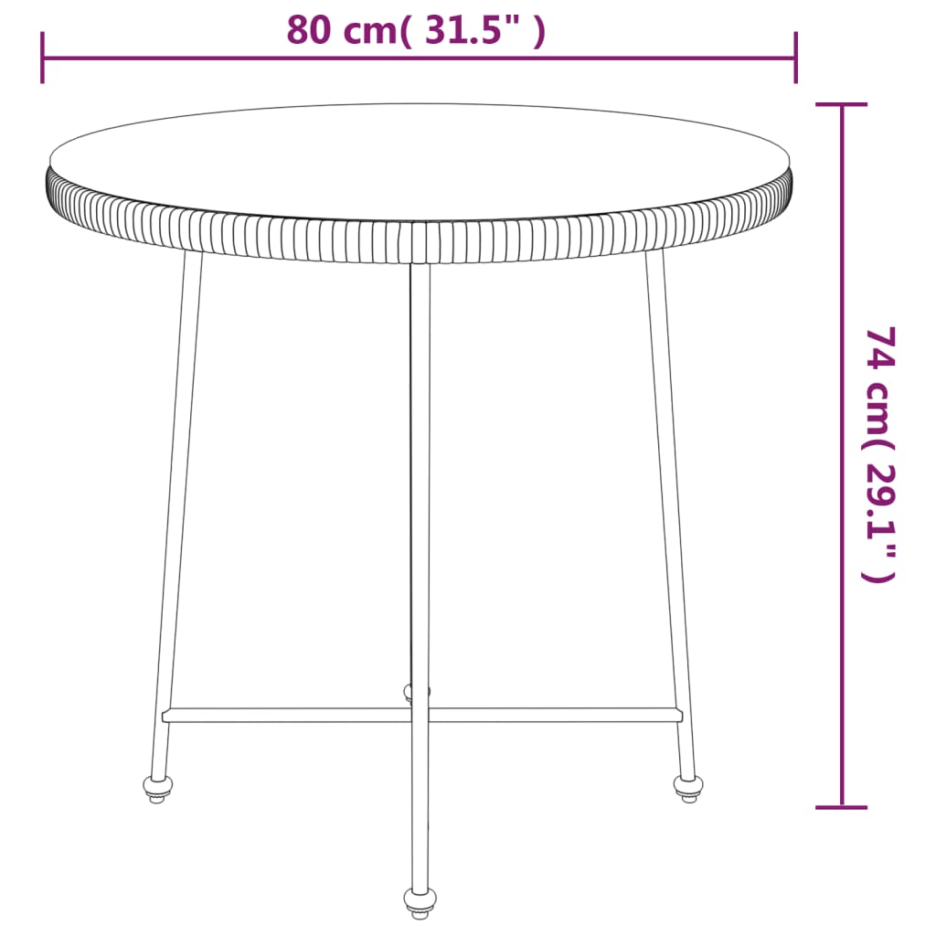 Tavolo da Pranzo Nero Ø80 cm Vetro Temperato e Acciaio - homemem39